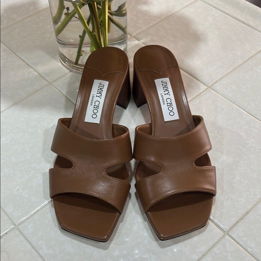 Jimmy Choo Brown Leather Mules